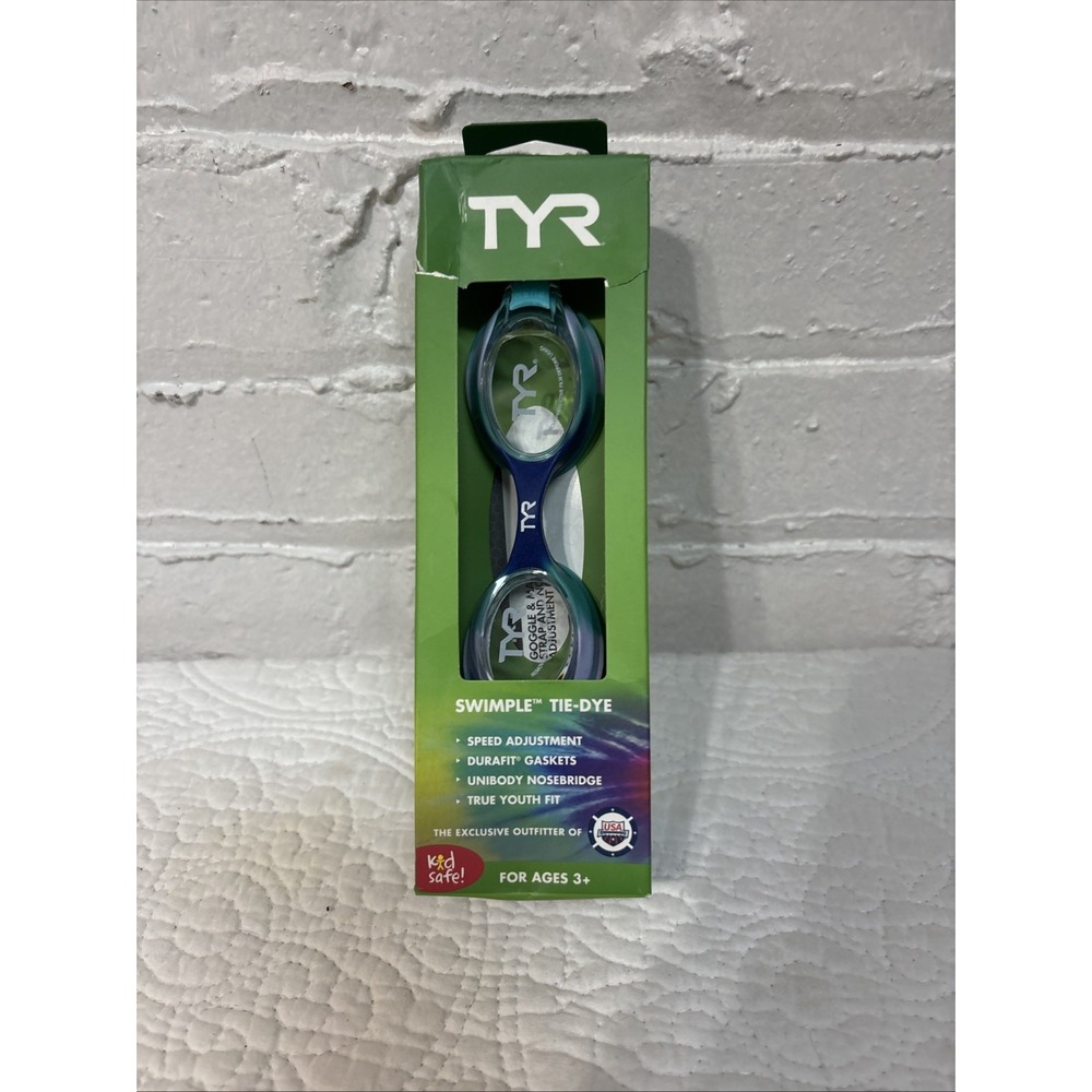 TYR‎ Swimple Tie Dye Kids Youth Swim Goggles Green/blue - Picture 5 of 5